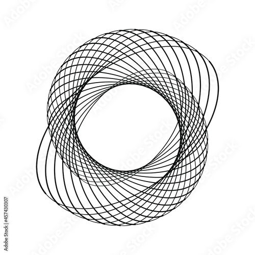 Ellipses in spiral form. Vector illustration. Trendy design element for frame, round technology logo, sign, symbol, web, prints, posters, template, pattern and abstract background