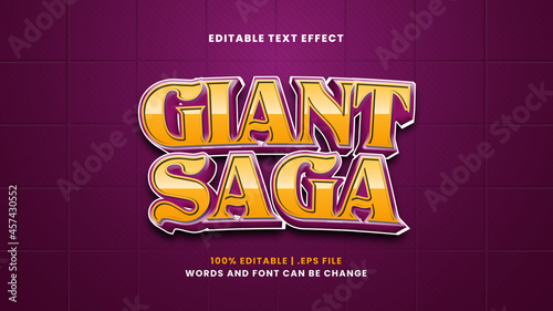 Giant saga editable text effect in modern 3d style