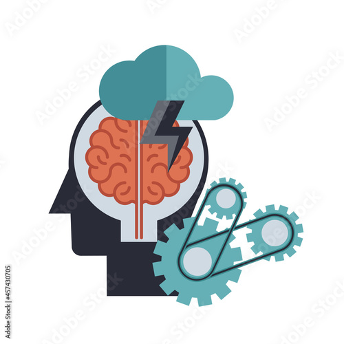 Brainstorming creative idea abstract icon. Flat vector illustration