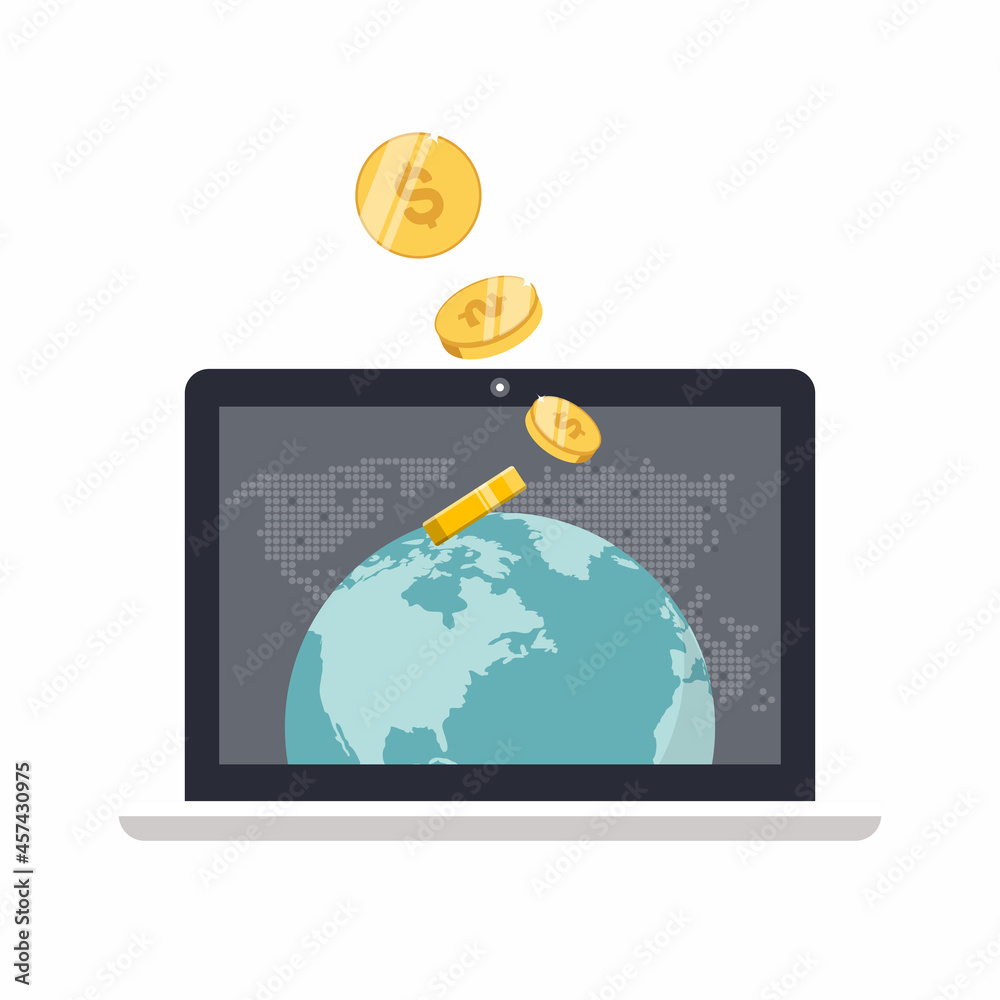 Online business. Earn money online. Electronic business vector illustration Online business. Earn money online. Electronic business vector illustration
