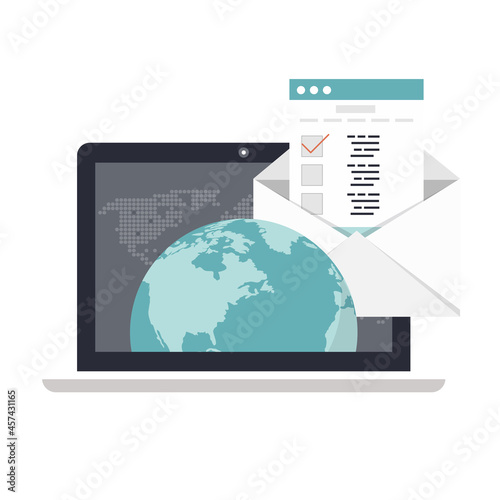 Flat design concept of regularly distributed news publication via e-mail with some topics of interest to its subscribers. Flat vector illustration. Newsletter concept