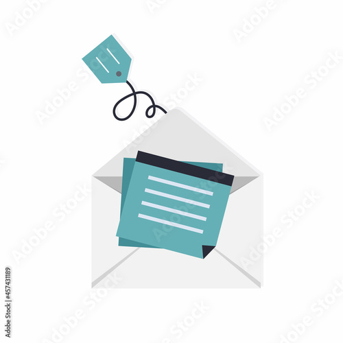 Flat design concept of regularly distributed news publication via e-mail with some topics of interest to its subscribers. Flat vector illustration. Newsletter concept