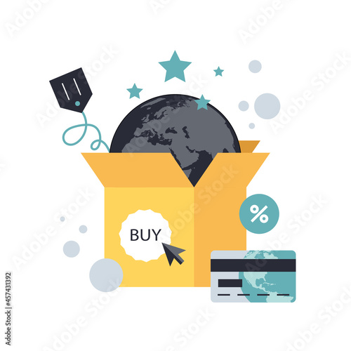 On line shopping and payment Methods. Mobile payments. Pay per click and online order. Flat vector illustration