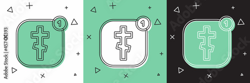 Set Online church pastor preaching video streaming icon isolated on white and green, black background. Online church of Jesus Christ. Vector