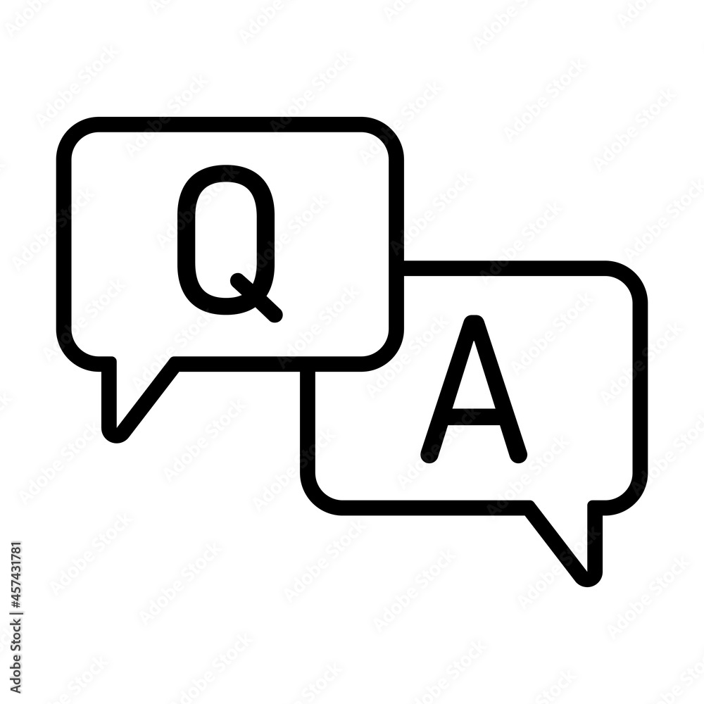 Q and A letters. Questions and answers icon with speech bubble. Minimal thin line vector illustration for frequently asked questions in websites, business pages and apps. Q and A letters. Questions and answers icon with speech bubble. Minimal thin line vector illustration for frequently asked questions in websites, business pages and apps.