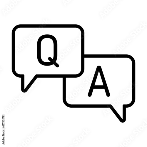 Q and A letters. Questions and answers icon with speech bubble. Minimal thin line vector illustration for frequently asked questions in websites, business pages and apps.