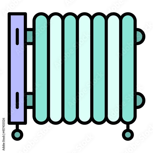Electric oil heater icon. Outline electric oil heater vector icon color flat isolated on white