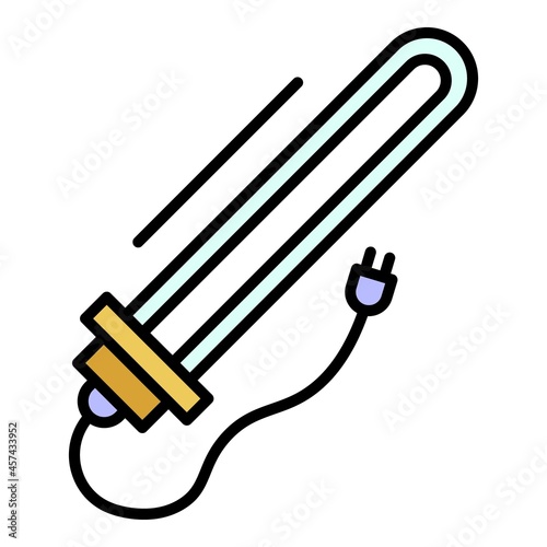 Plug electric heater icon. Outline plug electric heater vector icon color flat isolated on white