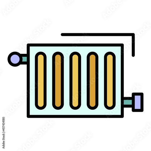 Warm radiator icon. Outline warm radiator vector icon color flat isolated on white