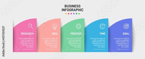 Infographic design with icons and 5 options or steps. Thin line vector. Infographics business concept. Can be used for info graphics, flow charts, presentations, web sites, banners, printed materials.