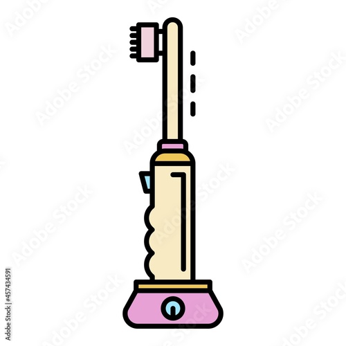 Electric toothbrush icon. Outline electric toothbrush vector icon color flat isolated on white