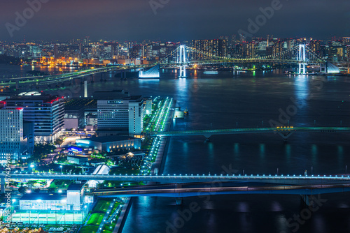 豊洲から見たレインボーブリッジ Night view of Tokyo, Japan.