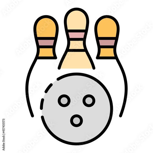 Bowling kegling icon. Outline bowling kegling vector icon color flat isolated on white