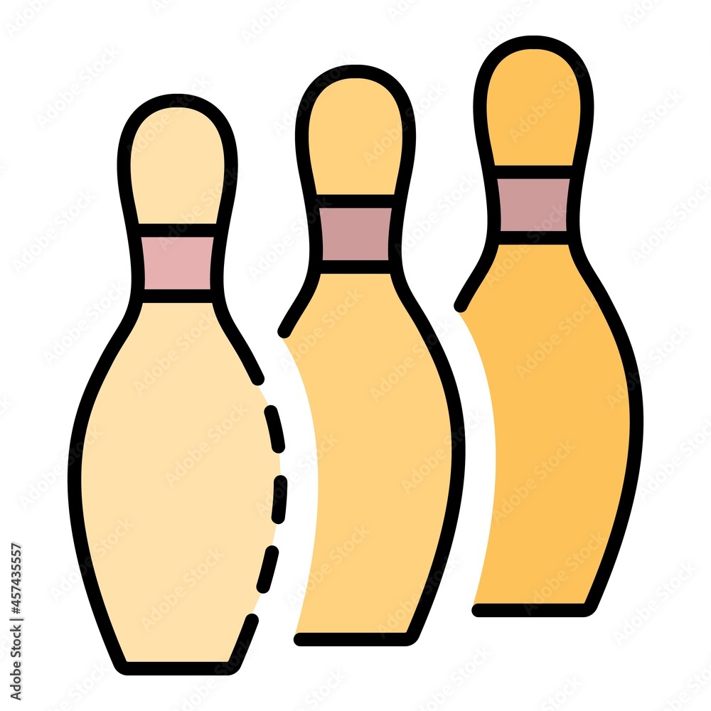 Fototapeta premium Bowling pins stand icon. Outline bowling pins stand vector icon color flat isolated on white