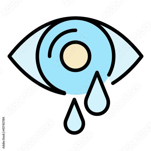 Eye tears icon. Outline eye tears vector icon color flat isolated on white