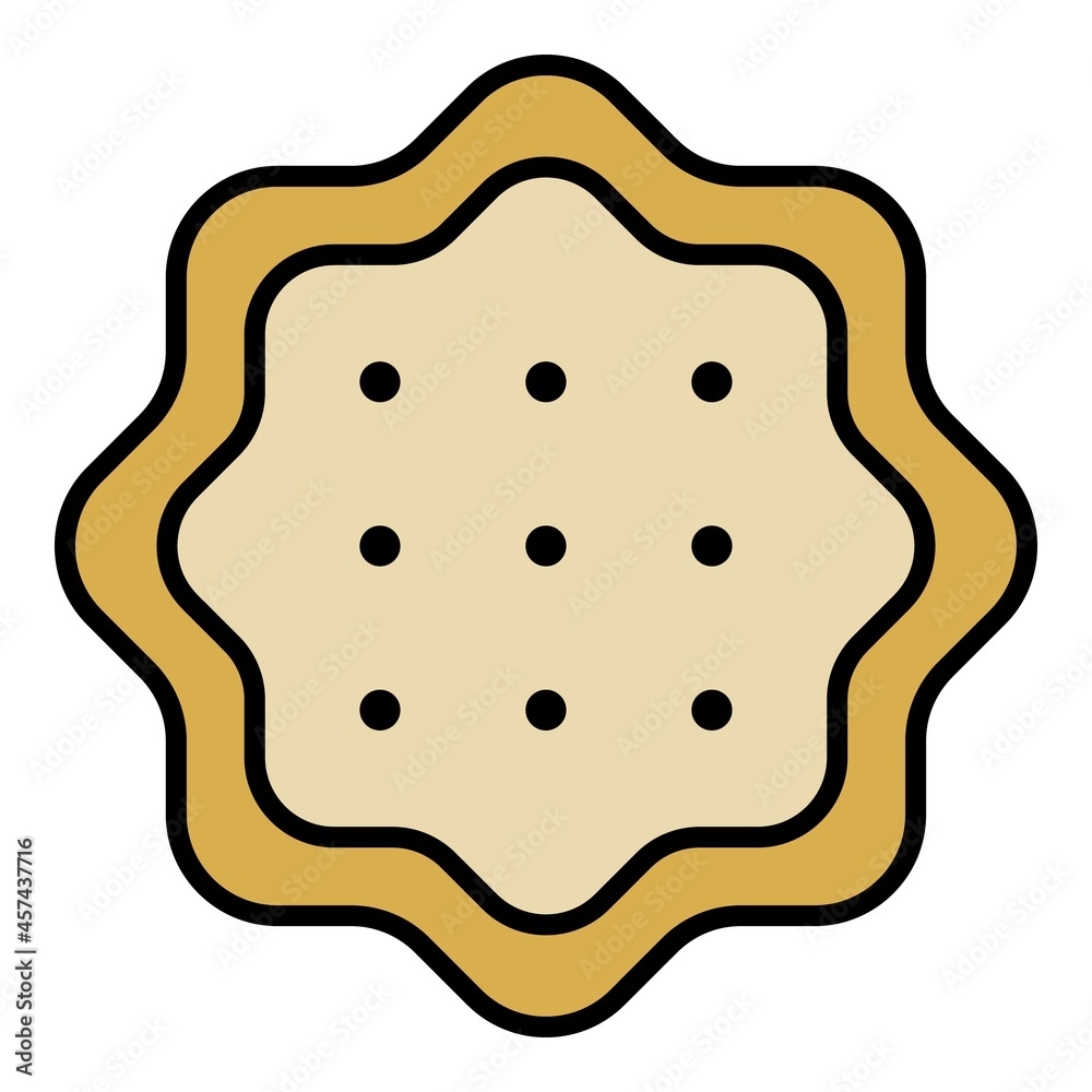 Sugar biscuit icon. Outline sugar biscuit vector icon color flat isolated on white Sugar biscuit icon. Outline sugar biscuit vector icon color flat isolated on white