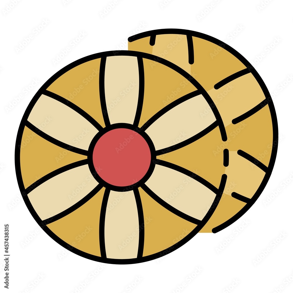 Decorative biscuit icon. Outline decorative biscuit vector icon color flat isolated on white