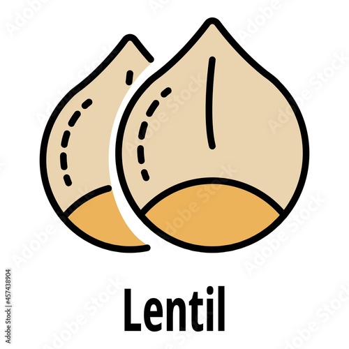 Lentil icon. Outline lentil vector icon color flat isolated on white