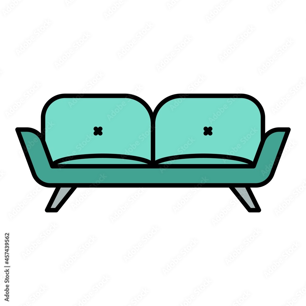 Divan sofa icon. Outline divan sofa vector icon color flat isolated on white Divan sofa icon. Outline divan sofa vector icon color flat isolated on white