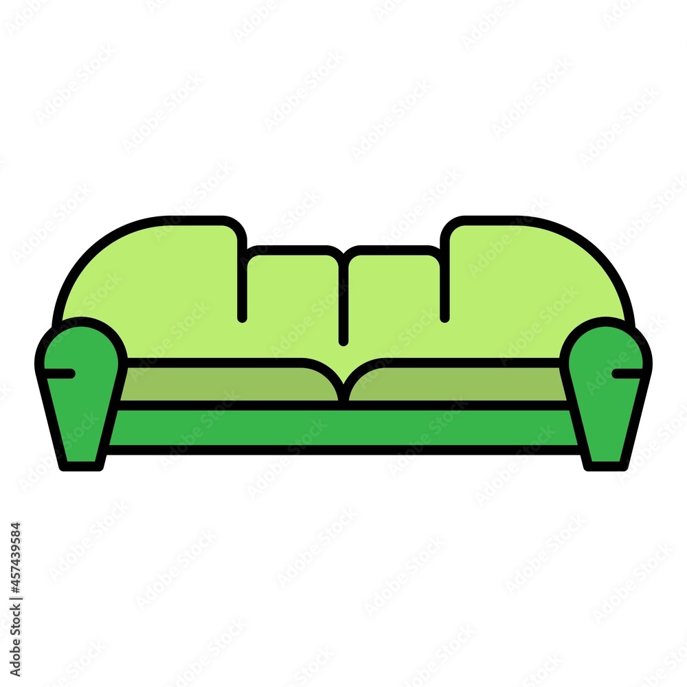 Hall sofa icon. Outline hall sofa vector icon color flat isolated on white Hall sofa icon. Outline hall sofa vector icon color flat isolated on white