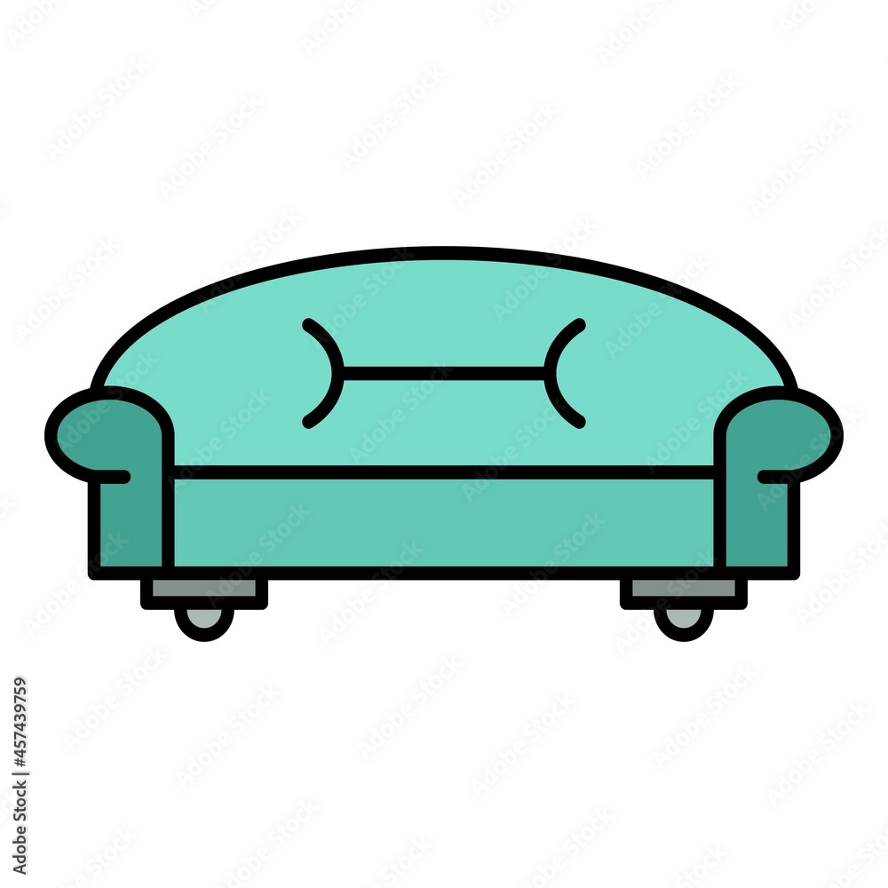Classic sofa icon. Outline classic sofa vector icon color flat isolated on white Classic sofa icon. Outline classic sofa vector icon color flat isolated on white