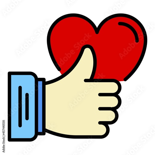 Like thumb up icon. Outline like thumb up vector icon color flat isolated on white