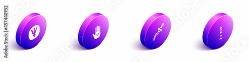 Set Isometric Neptune planet, Hamsa hand, Dagger and Burning candle icon. Vector
