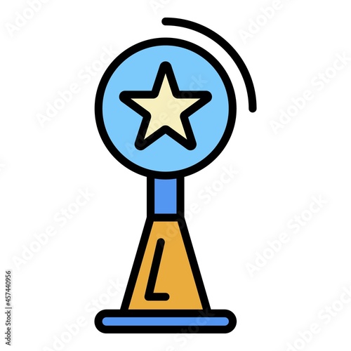 Video blog star cup icon. Outline video blog star cup vector icon color flat isolated on white
