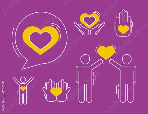 heart bubble and care icons