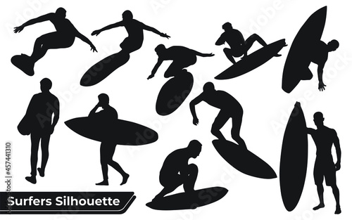 Photography Collection of Surfers Sea silhouettes in different poses