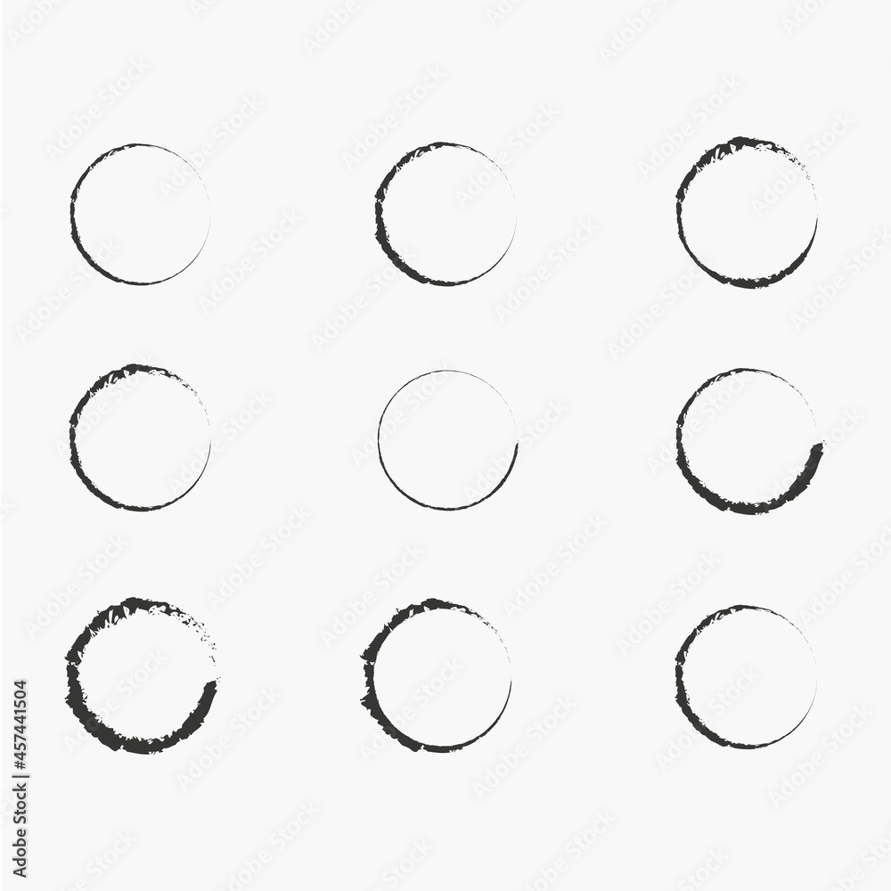 Abstract black circle ink illustration icon set. Chart infographic. Circular design. Vector illustration. Stock image. 
