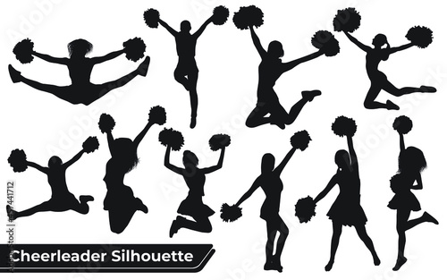 Collection of Cheerleader Silhouette in different positions photo