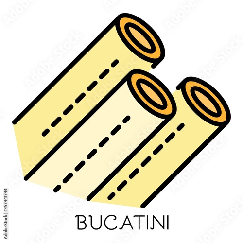 Bucatini pasta icon. Outline bucatini pasta vector icon color flat isolated on white