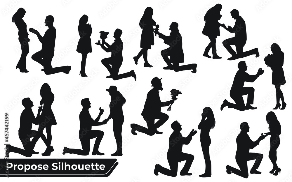 Collection of Couple propose silhouettes in different poses
