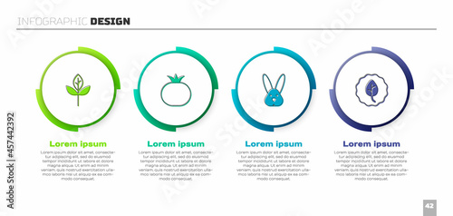 Set Leaf or leaves, Tomato, Animal cruelty free and . Business infographic template. Vector