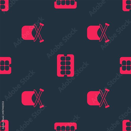 Set Knitting and False jaw on seamless pattern. Vector