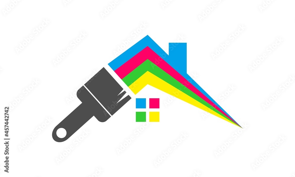 Naklejka premium home paint brush vector