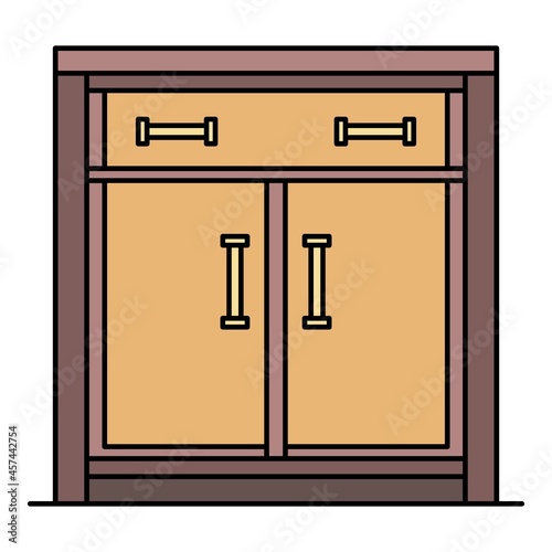 Wood nightstand icon. Outline wood nightstand vector icon color flat isolated on white