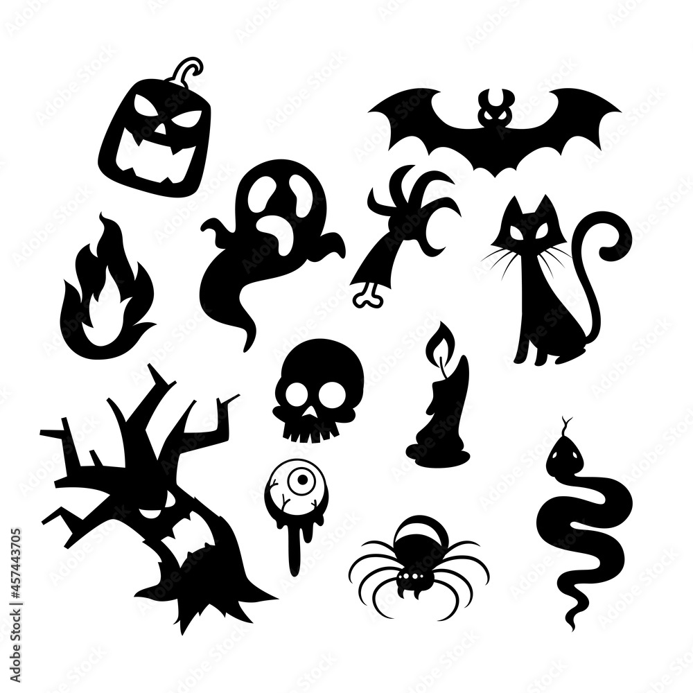 Cute Halloween set drawing, vector