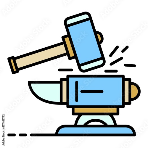 Hammer anvil icon. Outline hammer anvil vector icon color flat isolated on white