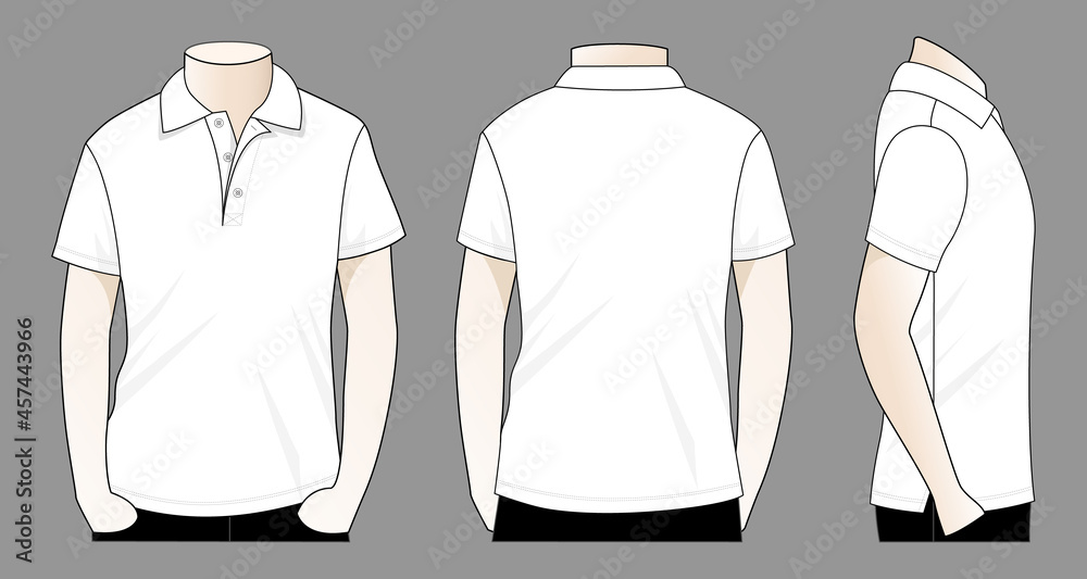 Lærd Arthur Conan Doyle Instrument Blank white short sleeve polo shirt template on gray background.Front, back  and side view, vector file Stock Vector | Adobe Stock