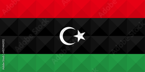 Artistic flag of Libya with 3d geometric wave concept art design. Correct Proportion. No opacity effect. Eps (vector) and JPEG (high resolution) format in zip file.