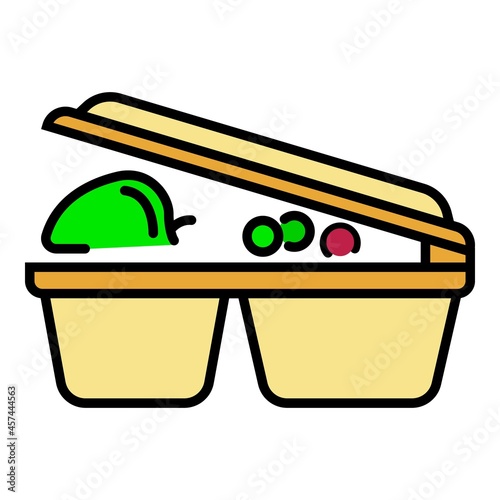 Lunch plastic box icon. Outline lunch plastic box vector icon color flat isolated on white