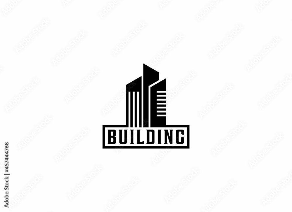 logo for building or building construction with simple building illustration