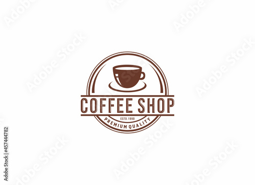 logo for coffee shop or coffee product with cup of coffee illustration