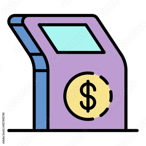 Payment kiosk stand icon. Outline payment kiosk stand vector icon color flat isolated on white