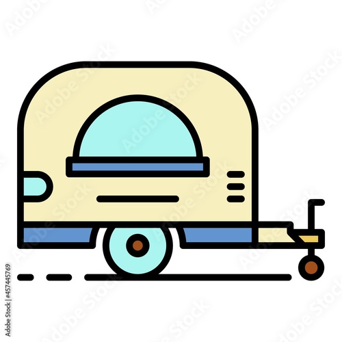 Food trailer shop icon. Outline food trailer shop vector icon color flat isolated on white