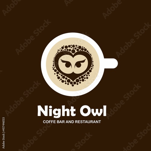 coffe with owl logo design suitable for restaurant, hotel,bar and caffe