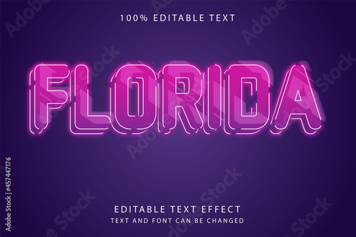 Florida,3 dimension Editable text effect pink gradation purple neon layers style