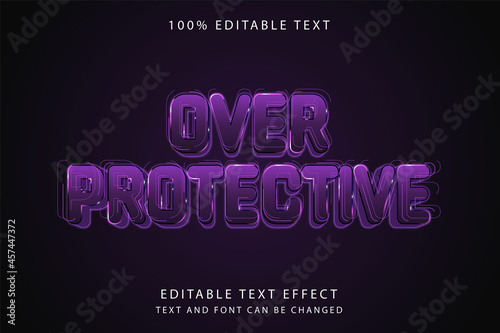 Over protective,3 dimension editable text effect purple gradation futurist style